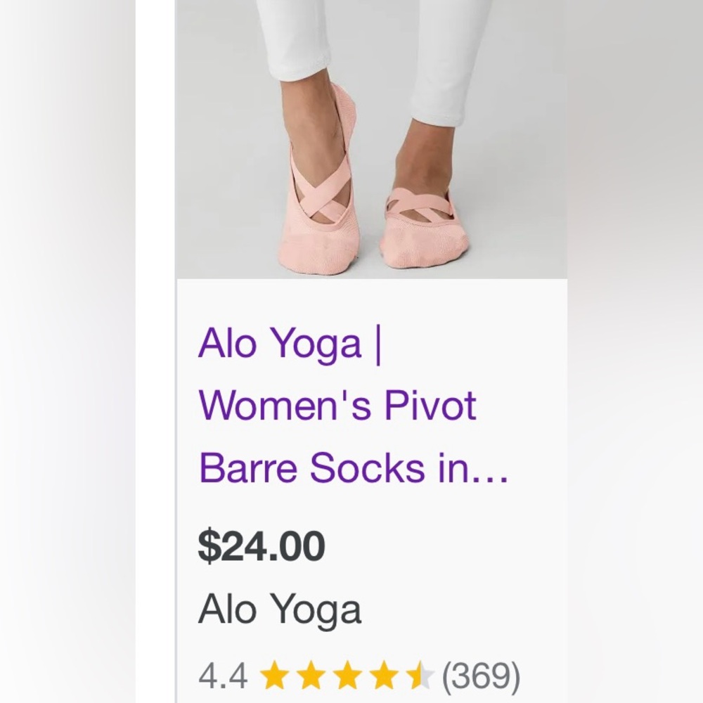 Alo Ballet Pivot Barre Socks pink pale mauve